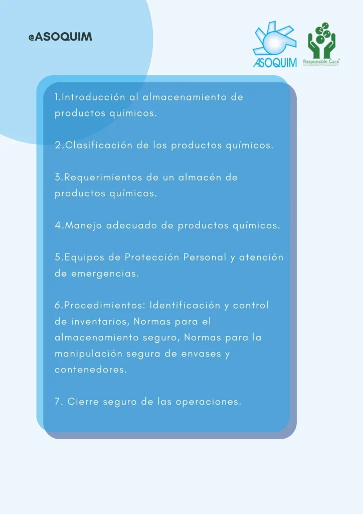 Detalles del Taller de almacenamiento de productos químicos